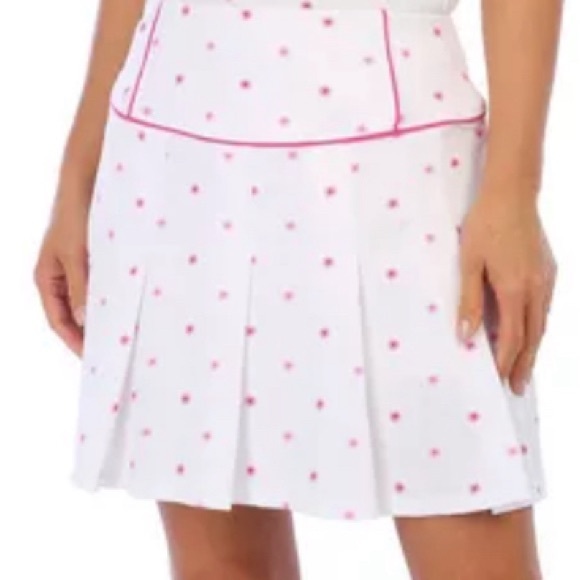 NWT Nanette Lepore White Tennis Skirt Skort w Hot Pink Sunbursts Size Small - Picture 4 of 15
